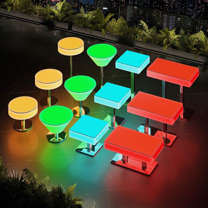 KOSELIG | LED klubb høybord | B:D:H 70 x 70 x 121 cm | RGB | batteri pakke KOSELIG | LED klubb høybord | B:D:H 70 x 70 x 121 cm | RGB | batteri pakke