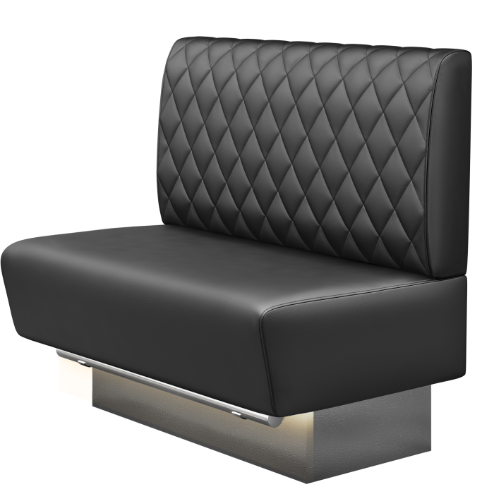 DENVER BIG | Gastro Hochbank | B:H 100 x 126 cm | Schwarz | Raute | Leder | LED