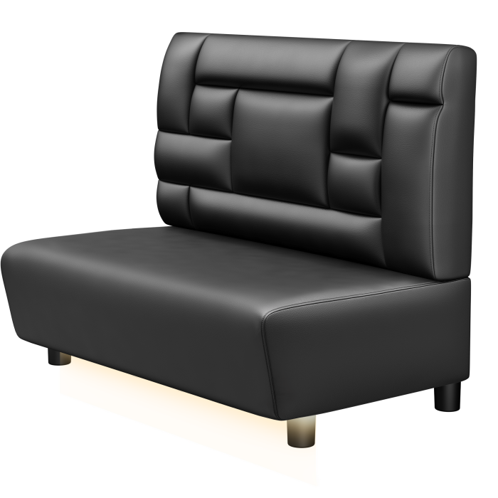 DENVER BIG | Gastro Lounge Bank | B:H 100 x 94 cm | Schwarz | Tetris Design | Leder | LED