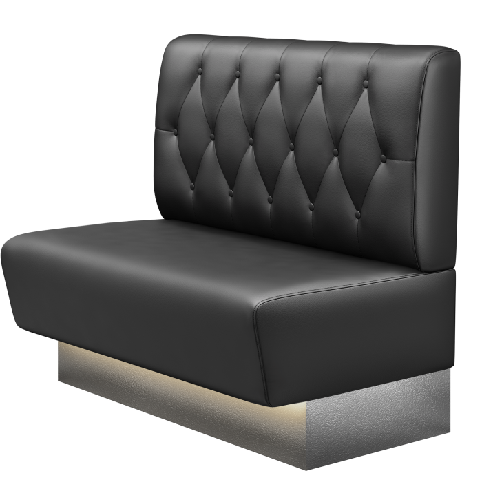 DENVER BIG | Gastrobank | B:H 100 x 103 cm | Schwarz | Chesterfield Raute | Leder | LED