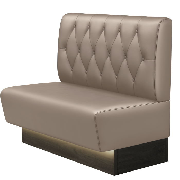 DENVER BIG | Gastrobank | B:H 100 x 103 cm | Taupe | Chesterfield Raute | Leder | LED