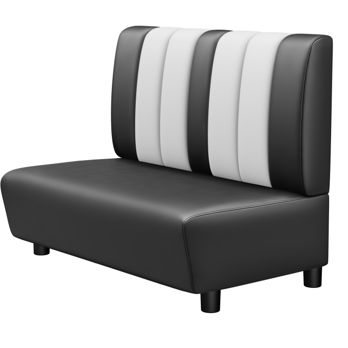 DINER | Gastro Lounge Bank | B:H 100 x 94 cm | Schwarz | Gestreift | Leder