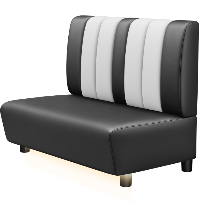 DINER | Gastro Lounge Bank | B:H 100 x 94 cm | Schwarz | Gestreift | Leder | LED