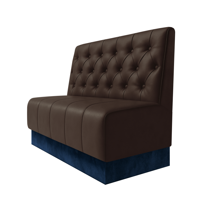 Fischer | Gastrobank | B:H 100 x 100 cm | Braun | Chesterfield | Leder | Fußleiste Blau