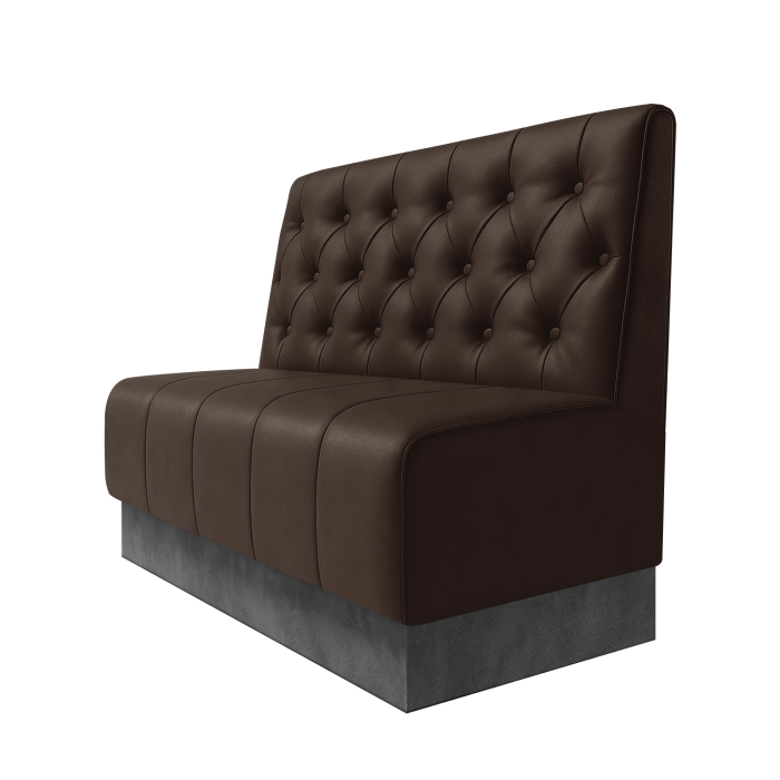 Fischer | Gastrobank | B:H 100 x 100 cm | Braun | Chesterfield | Leder | Fußleiste Grau