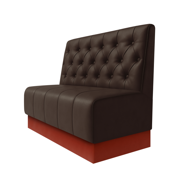 Fischer | Gastrobank | B:H 100 x 100 cm | Braun | Chesterfield | Leder | Fußleiste Rot