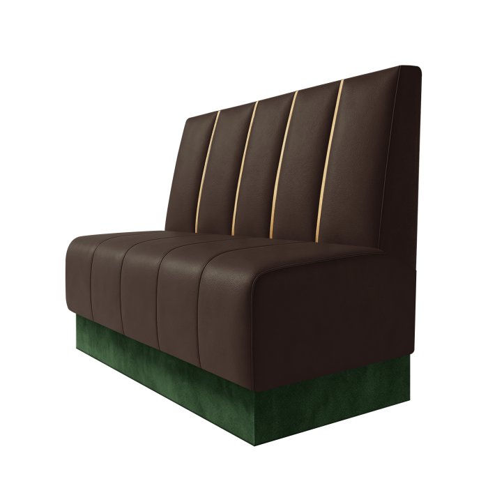 Fischer | Gastrobank | B:H 100 x 100 cm | Braun | Dubai | Leder | Fußleiste Grün