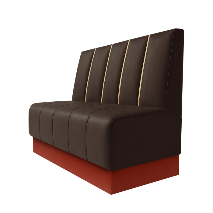 Fischer | Gastrobank | B:H 100 x 100 cm | Braun | Dubai | Leder | Fußleiste Rot