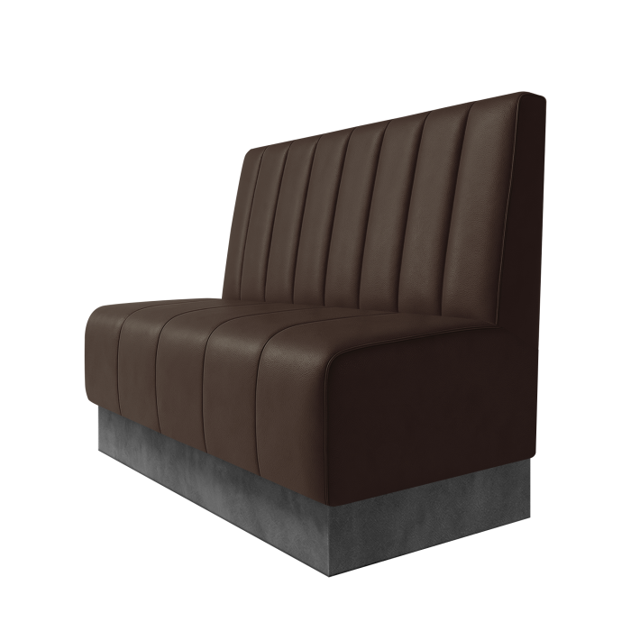Fischer | Gastrobank | B:H 100 x 100 cm | Braun | Gestreift 12cm | Leder | Fußleiste Grau