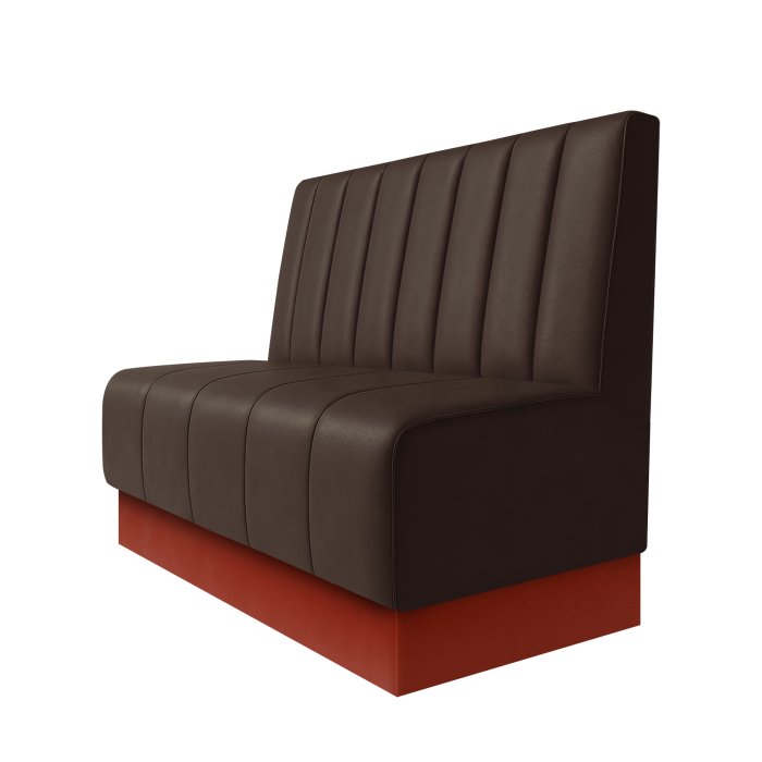 Fischer | Gastrobank | B:H 100 x 100 cm | Braun | Gestreift 12cm | Leder | Fußleiste Rot