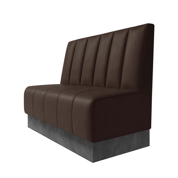 Fischer | Gastrobank | B:H 100 x 100 cm | Braun | Gestreift Doppelnahnt 24cm | Leder | Fußleiste Grau