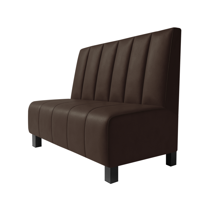 Fischer | Gastrobank | B:H 100 x 100 cm | Braun | Gestreift Doppelnahnt 24cm | Leder | Möbelfuß Schwarz
