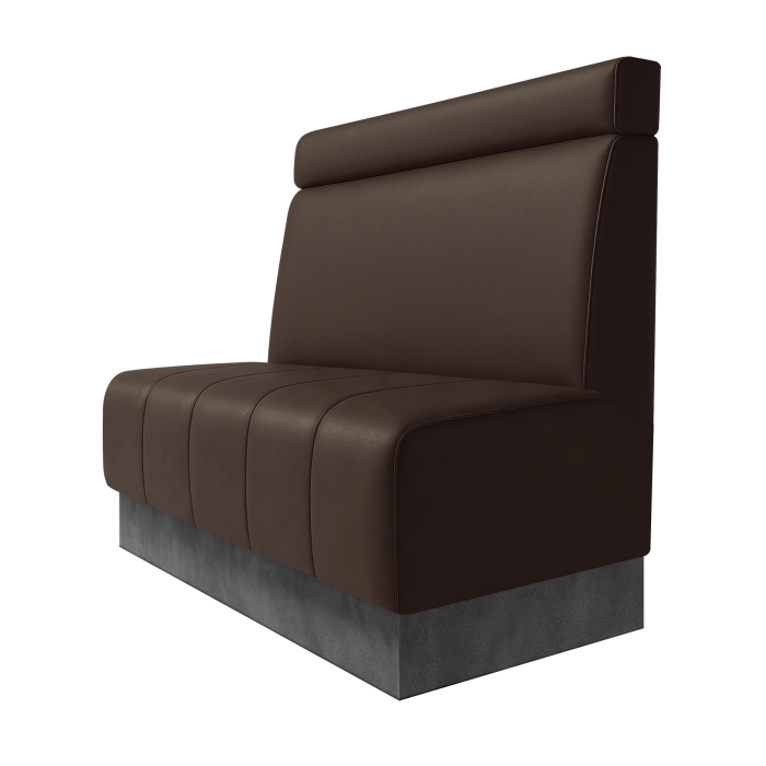 Fischer | Gastrobank | B:H 100 x 100 cm | Braun | Glatt + Kopfteil | Leder | Fußleiste Grau
