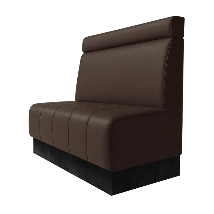 Fischer | Gastrobank | B:H 100 x 100 cm | Braun | Glatt + Kopfteil | Leder | Fußleiste Schwarz