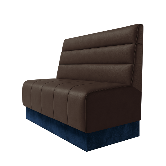 Fischer | Gastrobank | B:H 100 x 100 cm | Braun | Horizontal Gestreift | Leder | Fußleiste Blau
