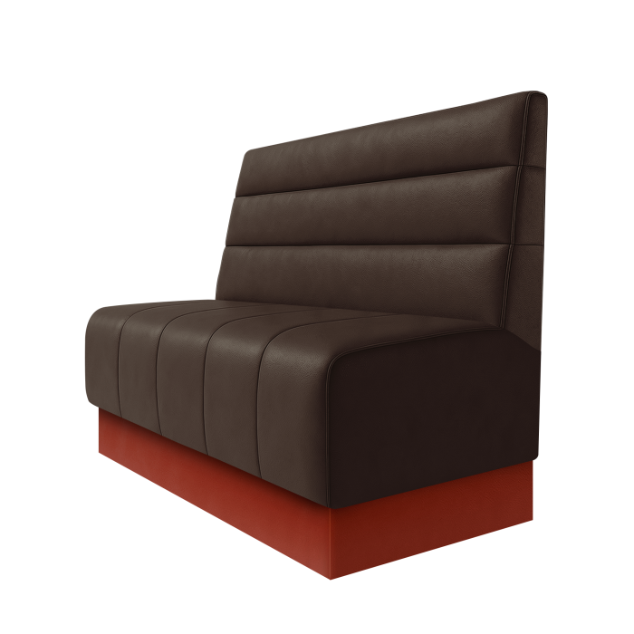 Fischer | Gastrobank | B:H 100 x 100 cm | Braun | Horizontal Gestreift | Leder | Fußleiste Rot