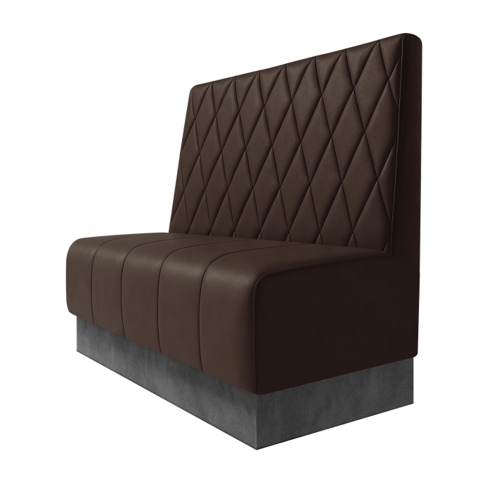 Fischer | Gastrobank | B:H 100 x 100 cm | Braun | Raute | Leder | Fußleiste Grau