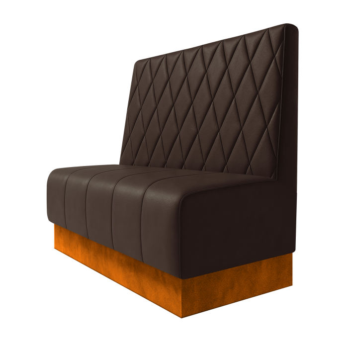 Fischer | Gastrobank | B:H 100 x 100 cm | Braun | Raute | Leder | Fußleiste Orange