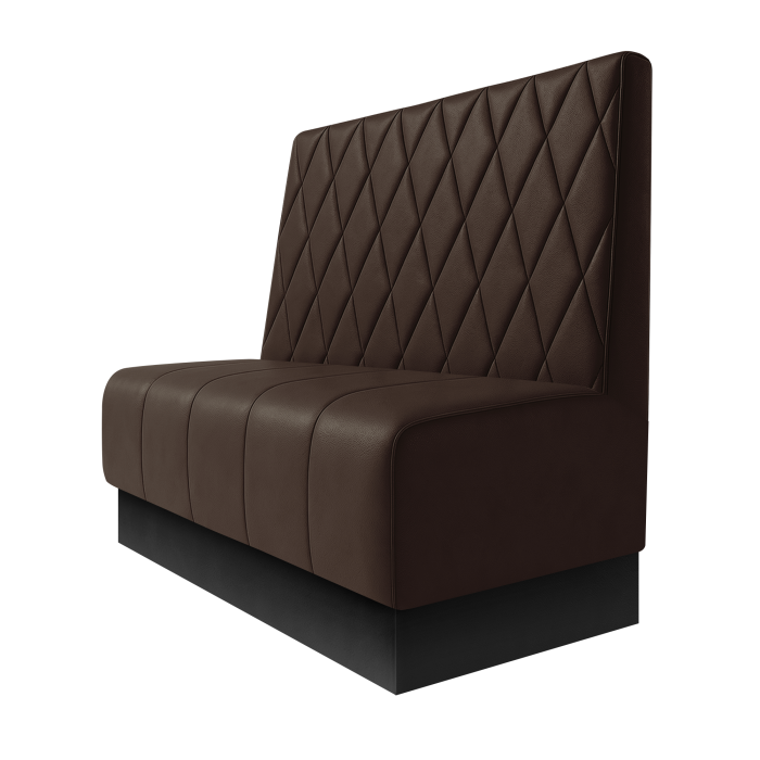 Fischer | Gastrobank | B:H 100 x 100 cm | Braun | Raute | Leder | Fußleiste Schwarz