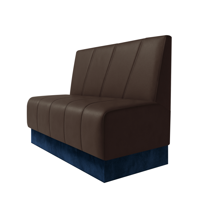 Fischer | Gastrobank | B:H 100 x 100 cm | Braun | Schräg Gestreift | Leder | Fußleiste Blau