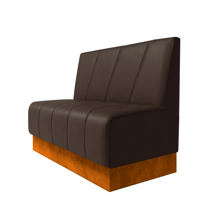 Fischer | Gastrobank | B:H 100 x 100 cm | Braun | Schräg Gestreift | Leder | Fußleiste Orange
