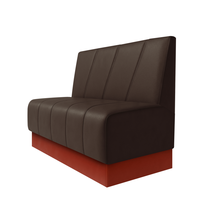 Fischer | Gastrobank | B:H 100 x 100 cm | Braun | Schräg Gestreift | Leder | Fußleiste Rot