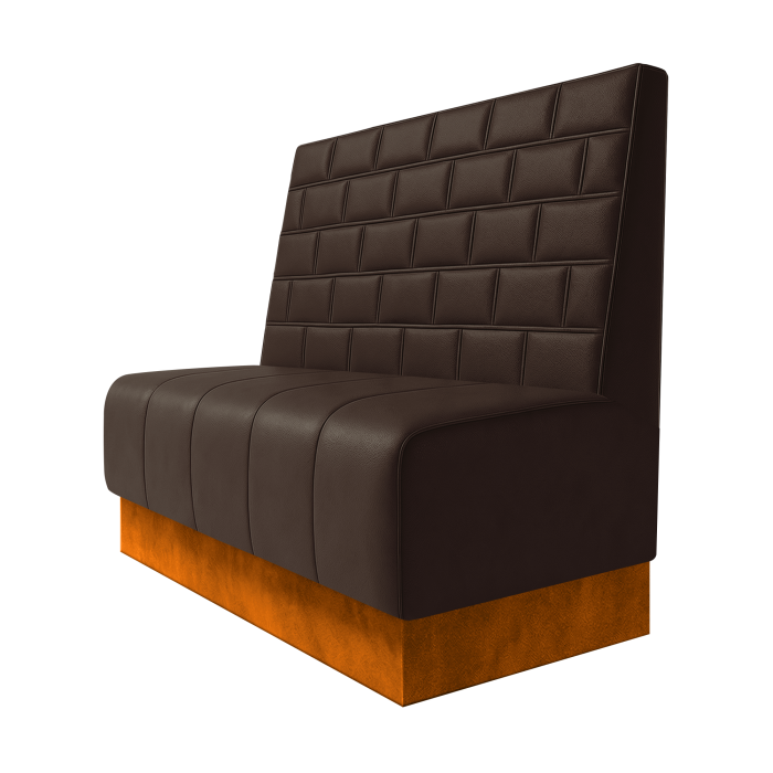 Fischer | Gastrobank | B:H 100 x 100 cm | Braun | Stein | Leder | Fußleiste Orange