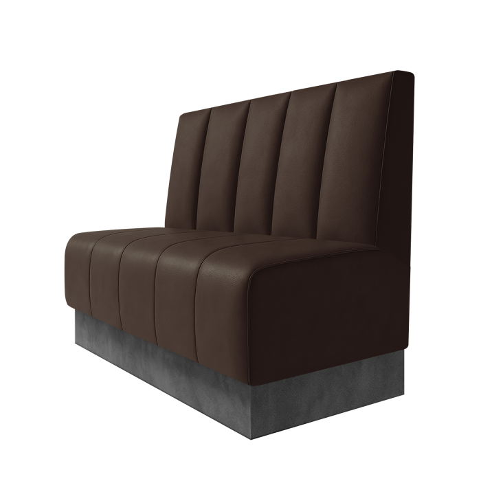 Fischer | Gastrobank | B:H 100 x 100 cm | Braun | Tief Gestreift | Leder | Fußleiste Grau