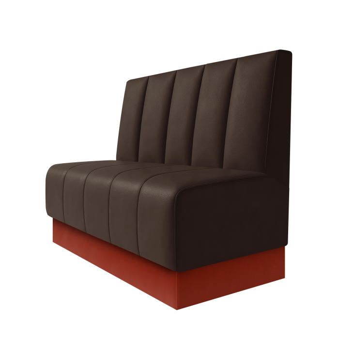 Fischer | Gastrobank | B:H 100 x 100 cm | Braun | Tief Gestreift | Leder | Fußleiste Rot