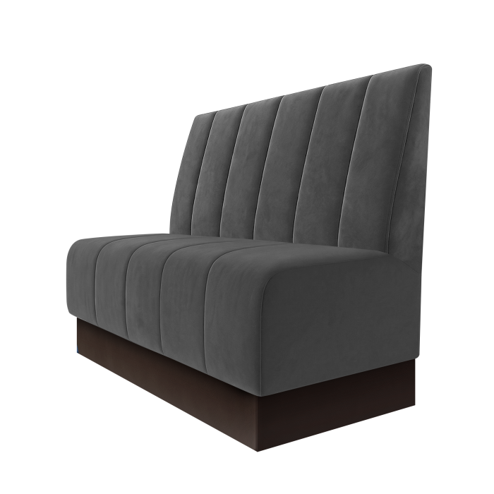 Fischer | Gastrobank | B:H 100 x 100 cm | Grau | Gestreift Doppelnahnt 24cm | Samt | Fußleiste Braun