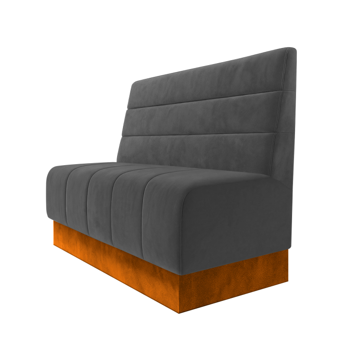 Fischer | Gastrobank | B:H 100 x 100 cm | Grau | Horizontal Gestreift | Samt | Fußleiste Orange