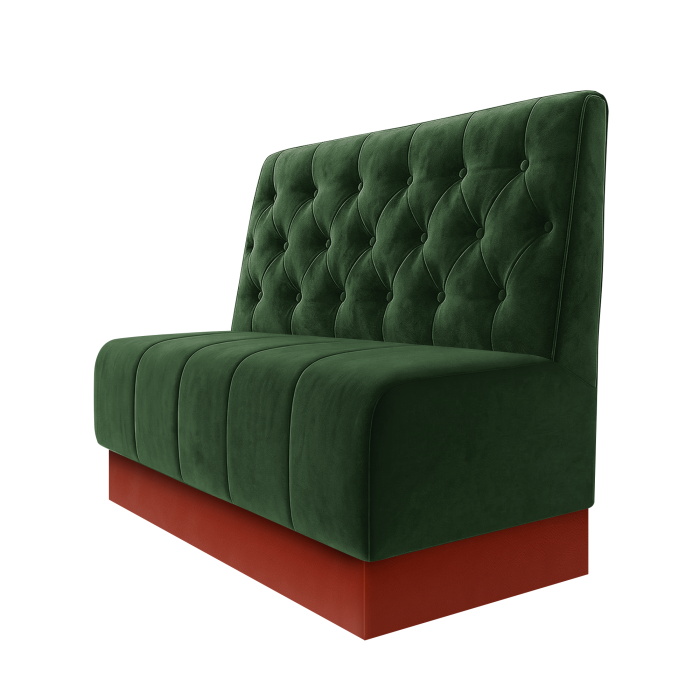 Fischer | Gastrobank | B:H 100 x 100 cm | Grün | Chesterfield | Samt | Fußleiste Rot