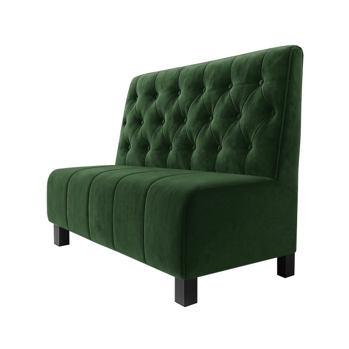 Fischer | Gastrobank | B:H 100 x 100 cm | Grün | Chesterfield | Samt | Möbelfuß Schwarz
