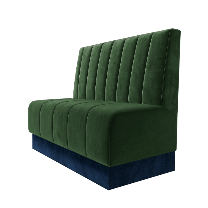 Fischer | Gastrobank | B:H 100 x 100 cm | Grün | Gestreift 12cm | Samt | Fußleiste Blau