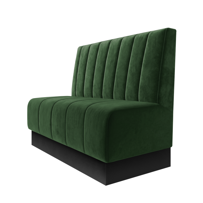 Fischer | Gastrobank | B:H 100 x 100 cm | Grün | Gestreift 12cm | Samt | Fußleiste Schwarz
