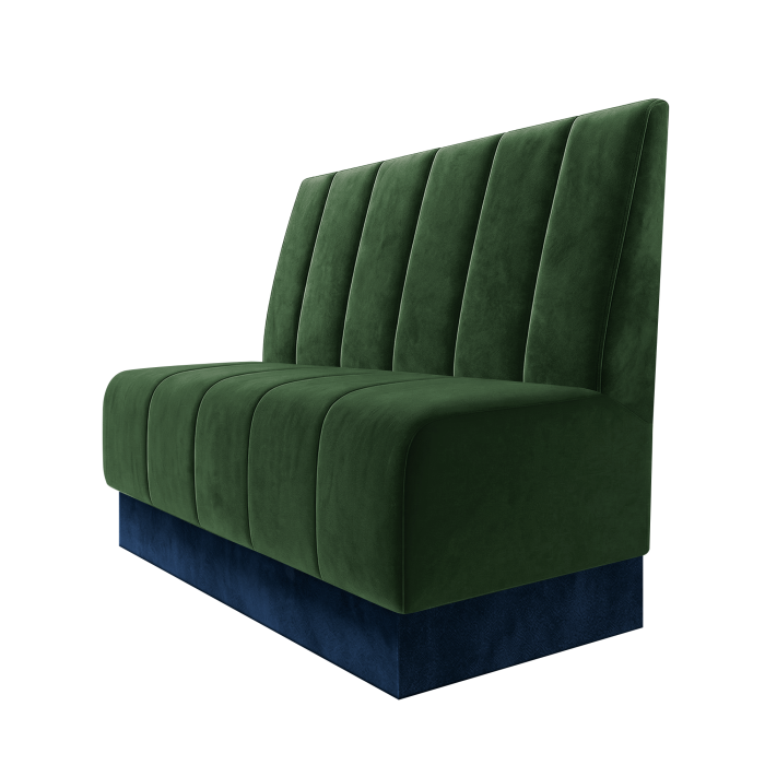 Fischer | Gastrobank | B:H 100 x 100 cm | Grün | Gestreift Doppelnahnt 24cm | Samt | Fußleiste Blau