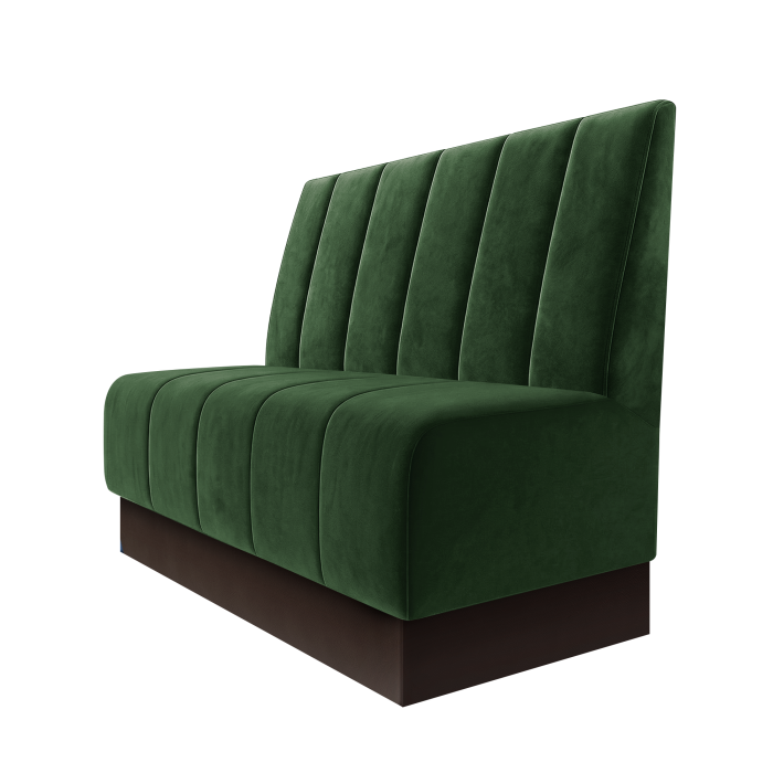 Fischer | Gastrobank | B:H 100 x 100 cm | Grün | Gestreift Doppelnahnt 24cm | Samt | Fußleiste Braun
