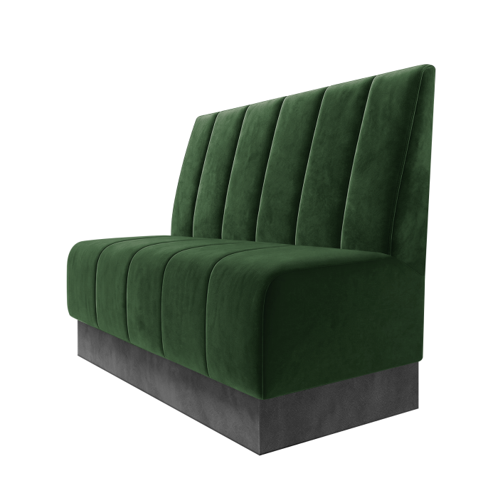 Fischer | Gastrobank | B:H 100 x 100 cm | Grün | Gestreift Doppelnahnt 24cm | Samt | Fußleiste Grau