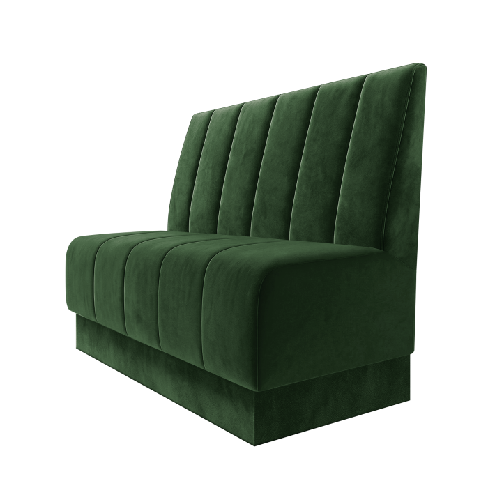 Fischer | Gastrobank | B:H 100 x 100 cm | Grün | Gestreift Doppelnahnt 24cm | Samt | Fußleiste Grün