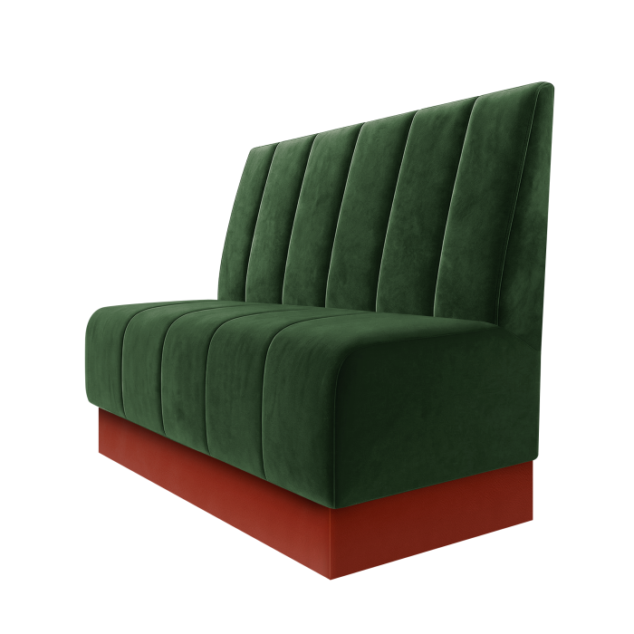 Fischer | Gastrobank | B:H 100 x 100 cm | Grün | Gestreift Doppelnahnt 24cm | Samt | Fußleiste Rot