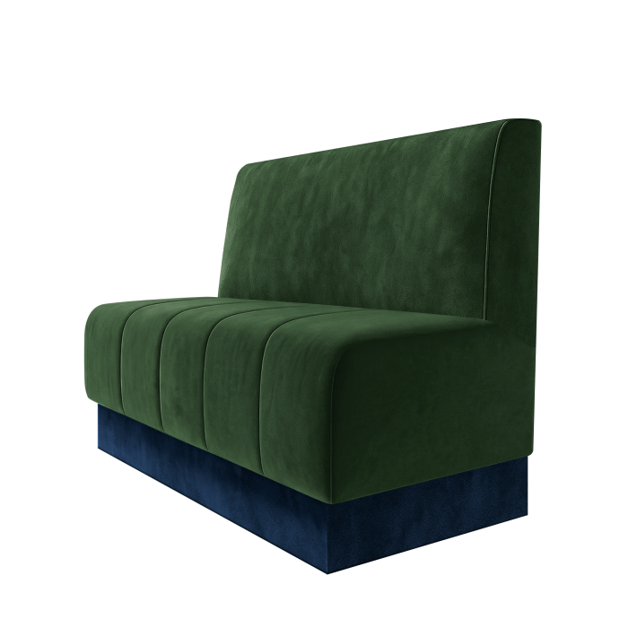 Fischer | Gastrobank | B:H 100 x 100 cm | Grün | Glatt | Samt | Fußleiste Blau