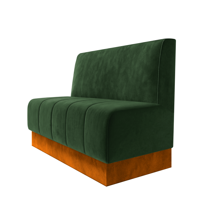 Fischer | Gastrobank | B:H 100 x 100 cm | Grün | Glatt | Samt | Fußleiste Orange
