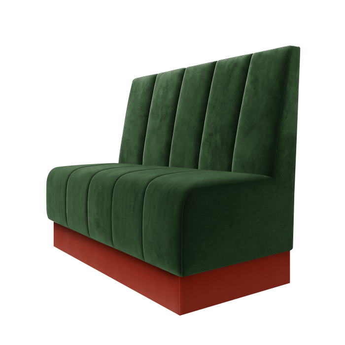 Fischer | Gastrobank | B:H 100 x 100 cm | Grün | Tief Gestreift | Samt | Fußleiste Rot