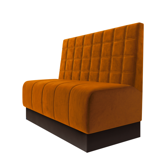 Fischer | Gastrobank | B:H 100 x 100 cm | Orange | Blocks | Samt | Fußleiste Braun