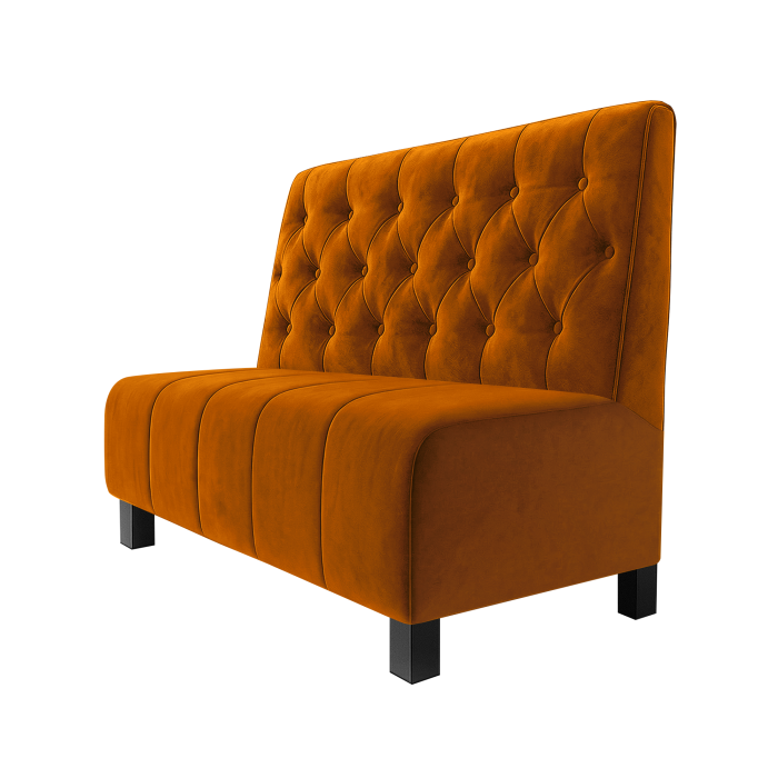 Fischer | Gastrobank | B:H 100 x 100 cm | Orange | Chesterfield | Samt | Möbelfuß Schwarz