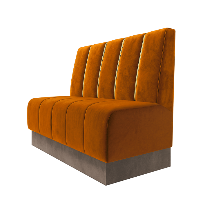 Fischer | Gastrobank | B:H 100 x 100 cm | Orange | Dubai | Samt | Fußleiste Taupe