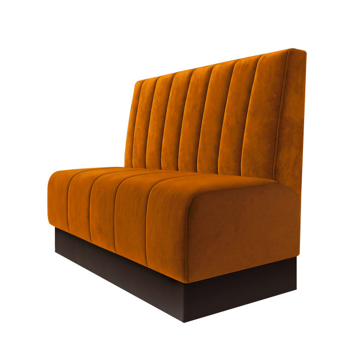 Fischer | Gastrobank | B:H 100 x 100 cm | Orange | Gestreift 12cm | Samt | Fußleiste Braun