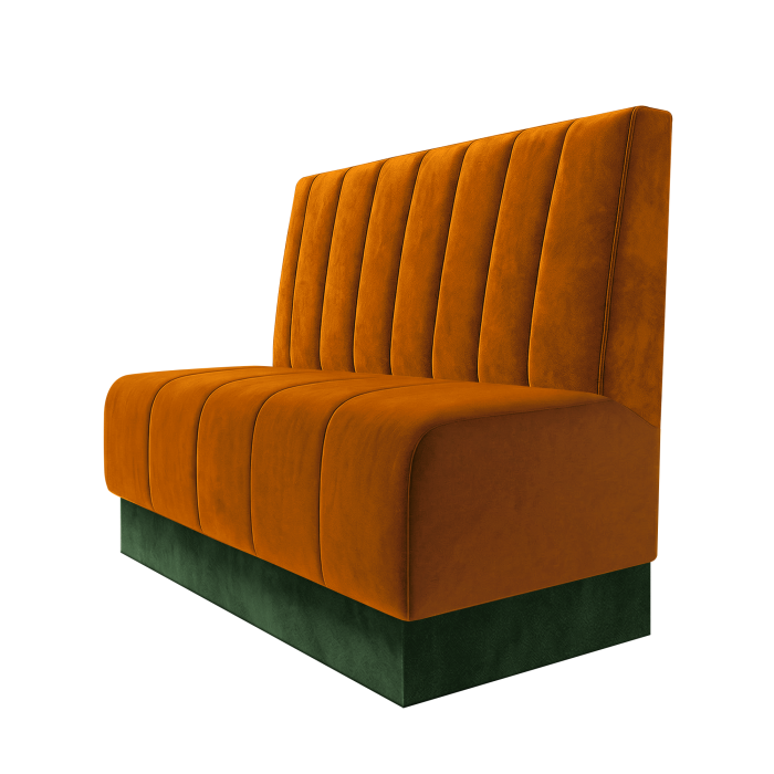 Fischer | Gastrobank | B:H 100 x 100 cm | Orange | Gestreift 12cm | Samt | Fußleiste Grün