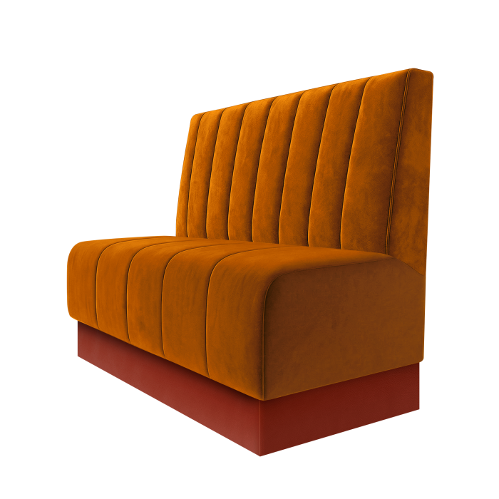 Fischer | Gastrobank | B:H 100 x 100 cm | Orange | Gestreift 12cm | Samt | Fußleiste Rot