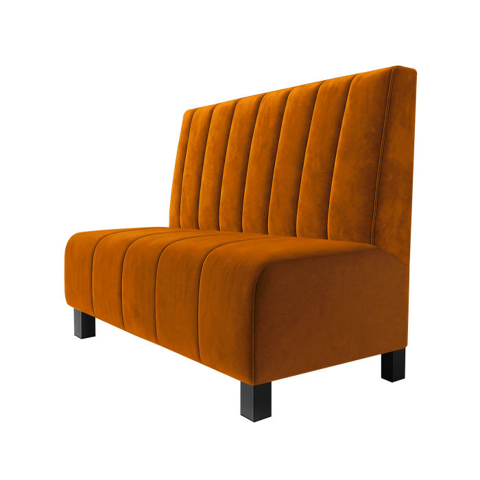 Fischer | Gastrobank | B:H 100 x 100 cm | Orange | Gestreift 12cm | Samt | Möbelfuß Schwarz